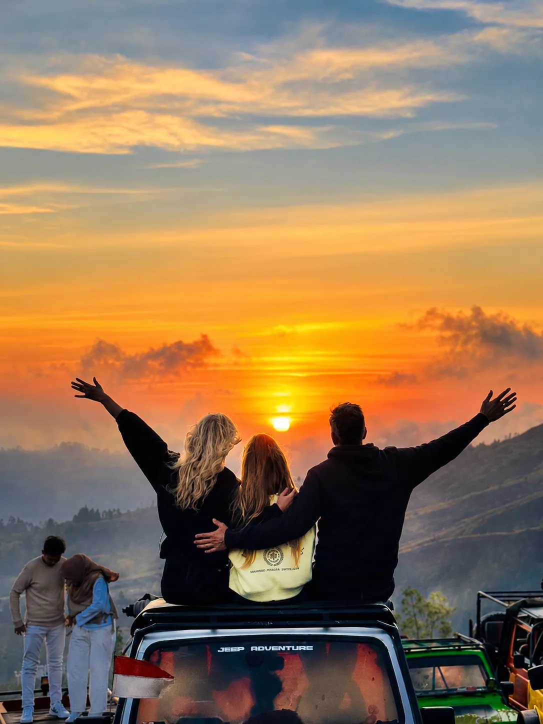Jeep at sunrise on Mount Batur